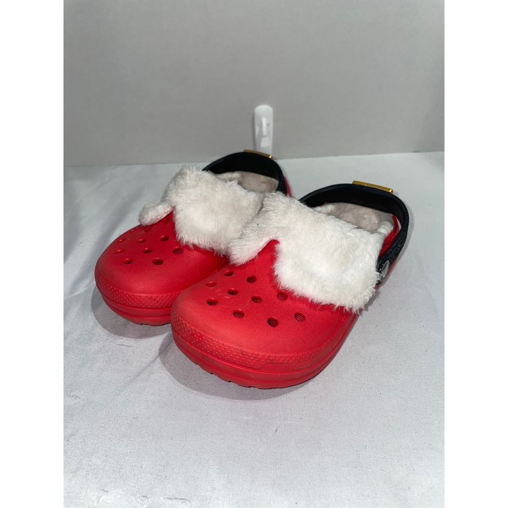 Crocs Classic Santa Clog Red White Faux Fur Lined Christmas Holiday Shoes Kids 8
